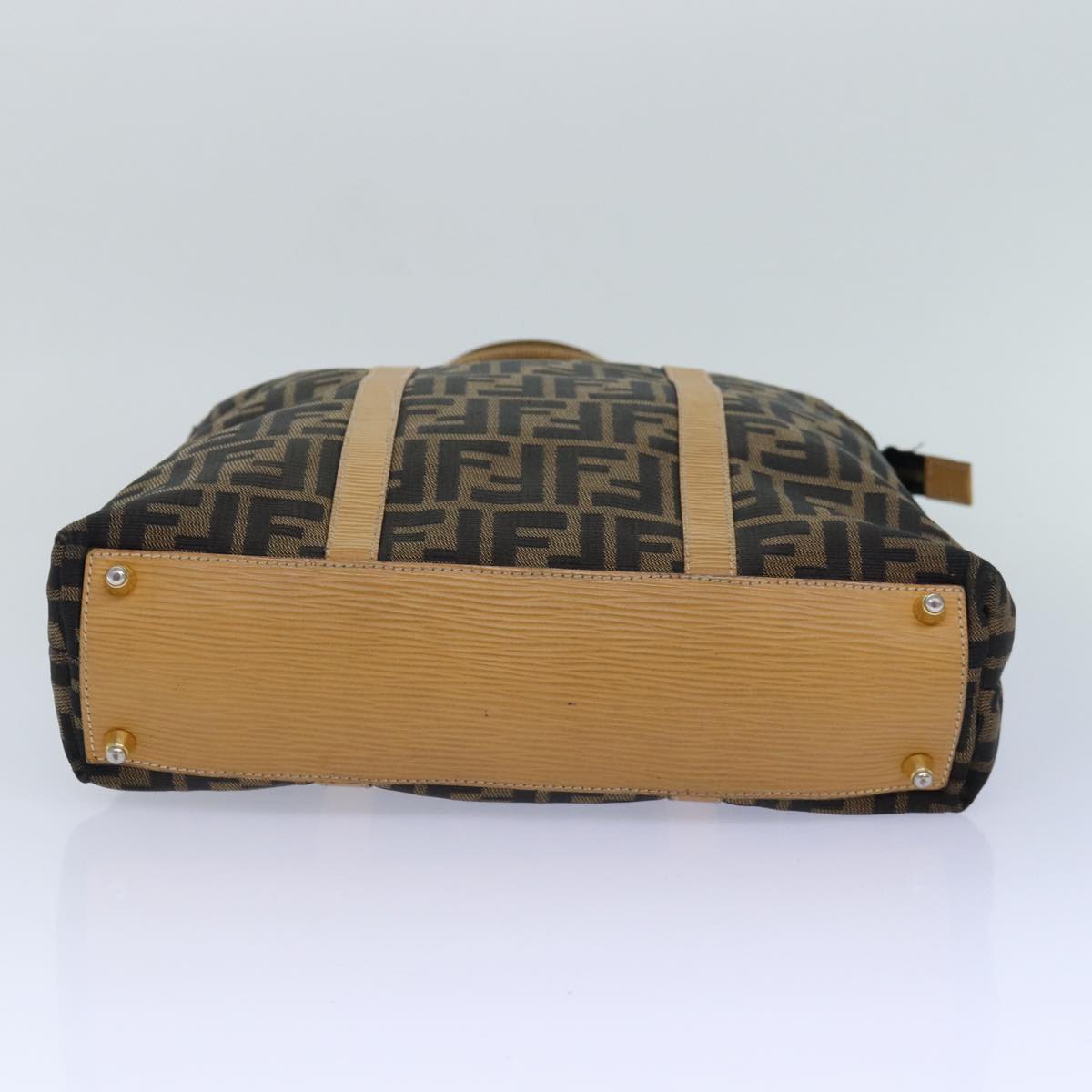 FENDI Zucca Canvas Hand Bag Brown Black goldep5077