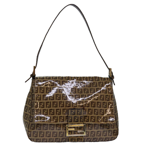 FENDI Zucchino Canvas Mamma Baguette Shoulder Bag Beige Goldep5119