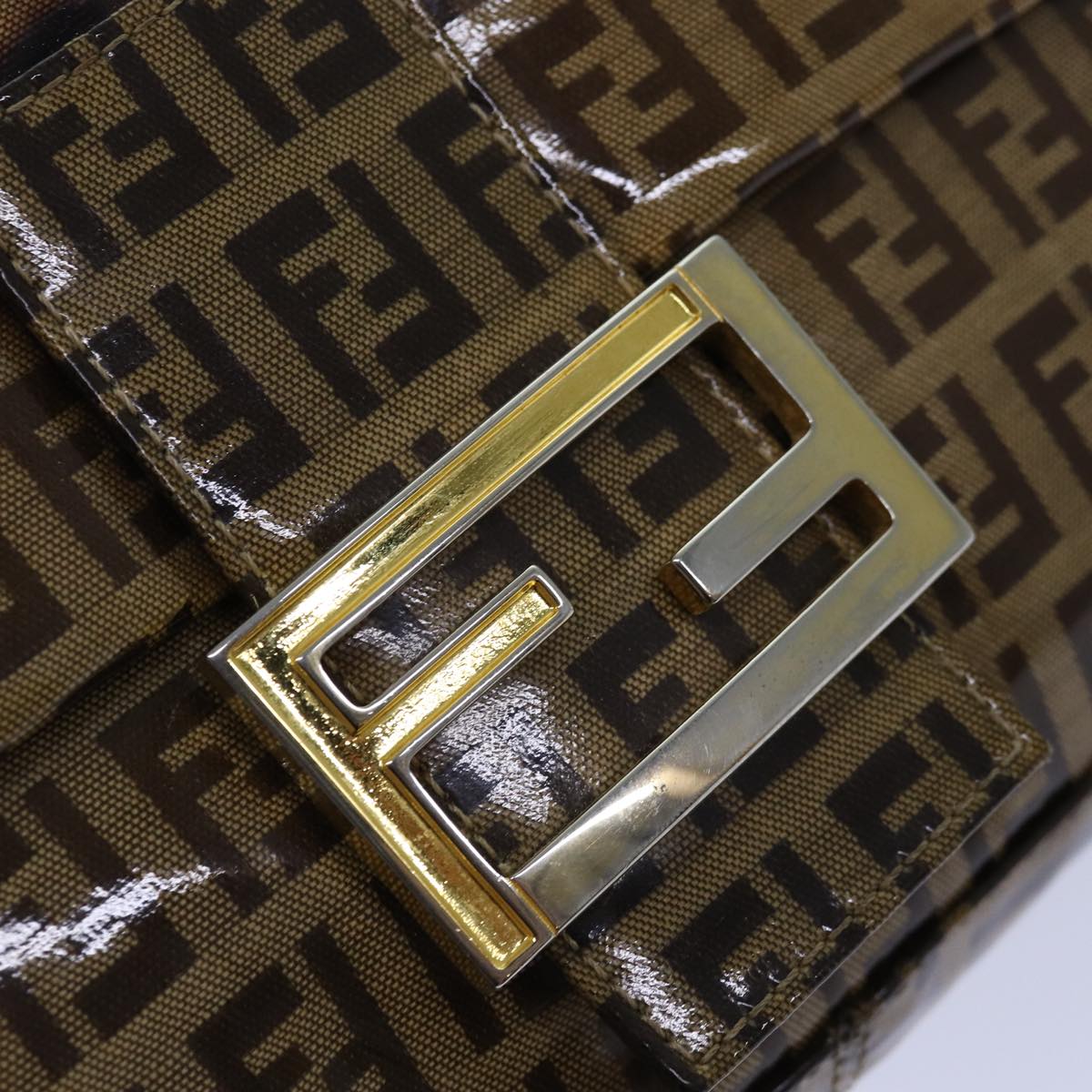 FENDI Zucchino Canvas Mamma Baguette Shoulder Bag Beige Goldep5119