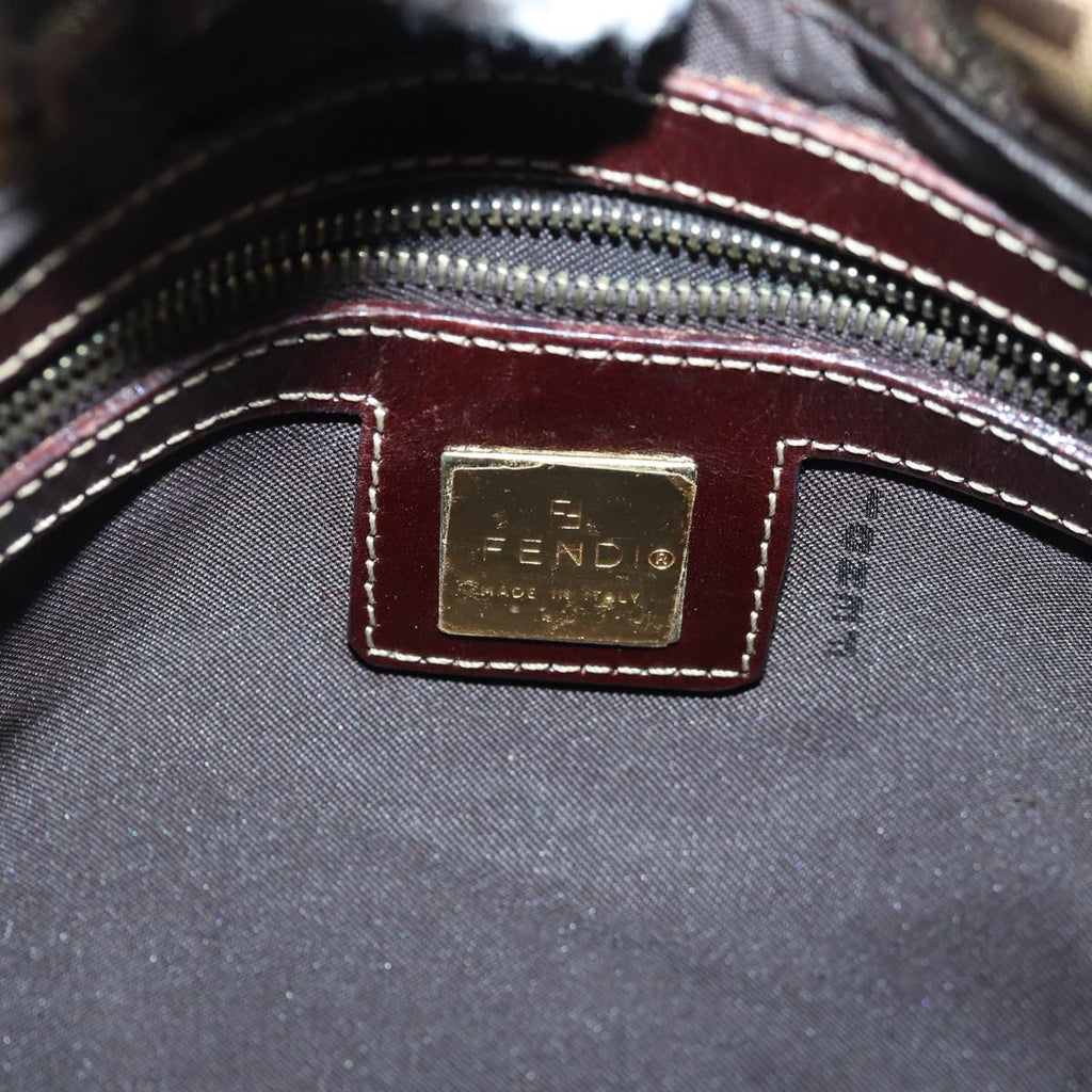 FENDI Zucchino Canvas Mamma Baguette Shoulder Bag Beige Goldep5119