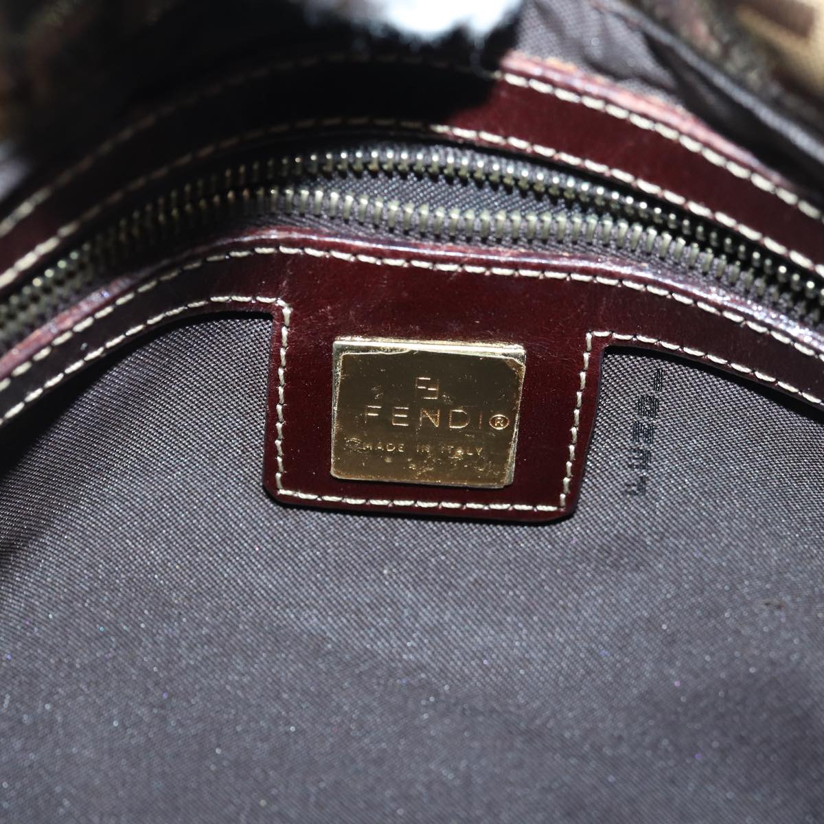 FENDI Zucchino Canvas Mamma Baguette Shoulder Bag Beige Goldep5119