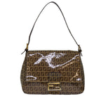 FENDI Zucchino Canvas Mamma Baguette Shoulder Bag Beige Goldep5119
