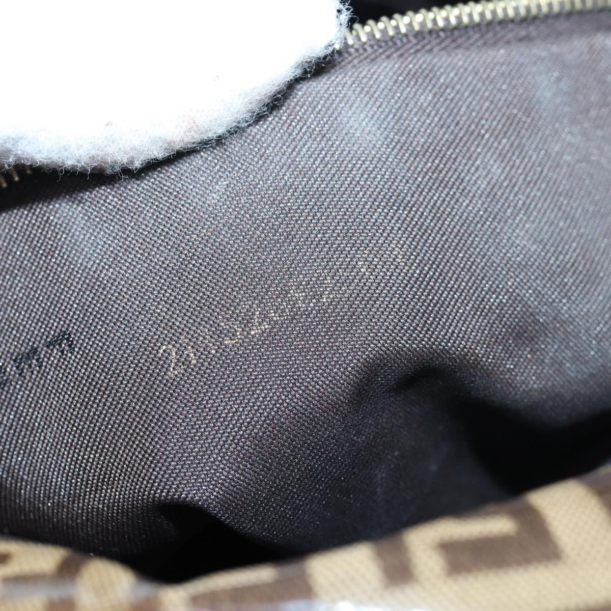 FENDI Zucchino Canvas Mamma Baguette Shoulder Bag Beige Goldep5119