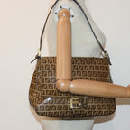 FENDI Zucchino Canvas Mamma Baguette Shoulder Bag Beige Goldep5119