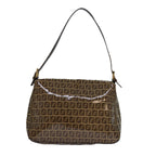 FENDI Zucchino Canvas Mamma Baguette Shoulder Bag Beige Goldep5119