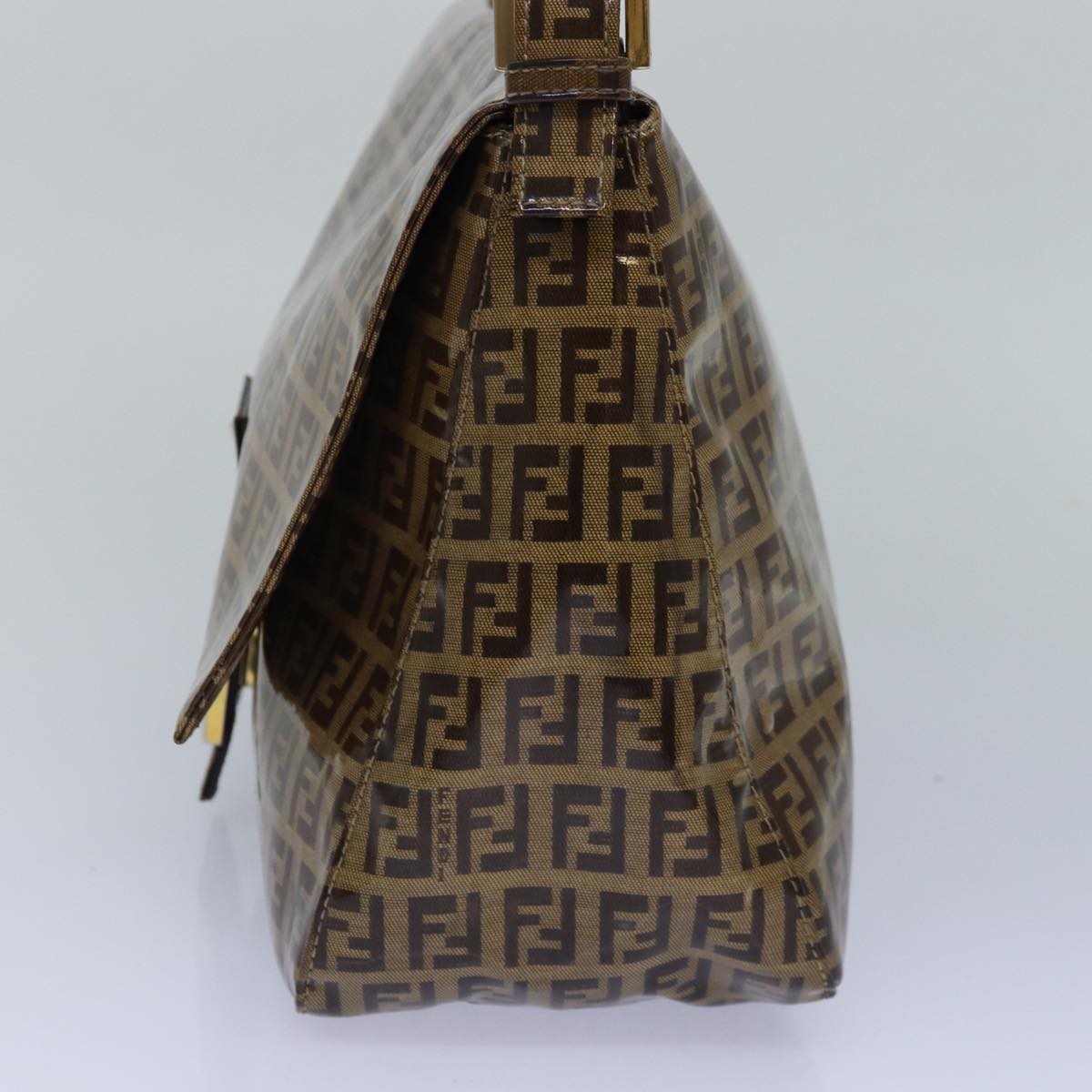 FENDI Zucchino Canvas Mamma Baguette Shoulder Bag Beige Goldep5119