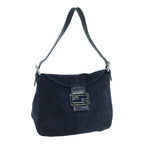 FENDI Mamma Baguette Shoulder Bag Suede Navy Silverep5217