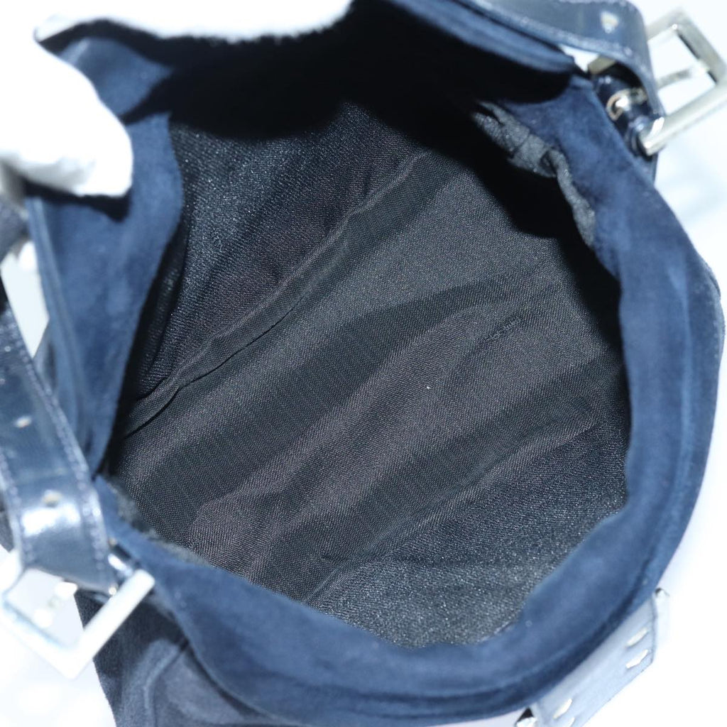 FENDI Mamma Baguette Shoulder Bag Suede Navy Silverep5217