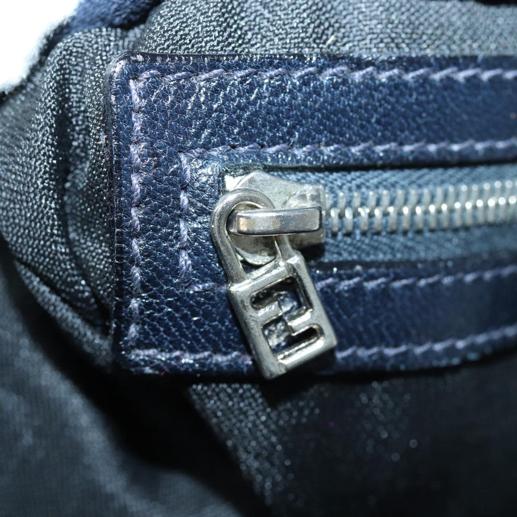 FENDI Mamma Baguette Shoulder Bag Suede Navy Silverep5217