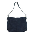 FENDI Mamma Baguette Shoulder Bag Suede Navy Silverep5217