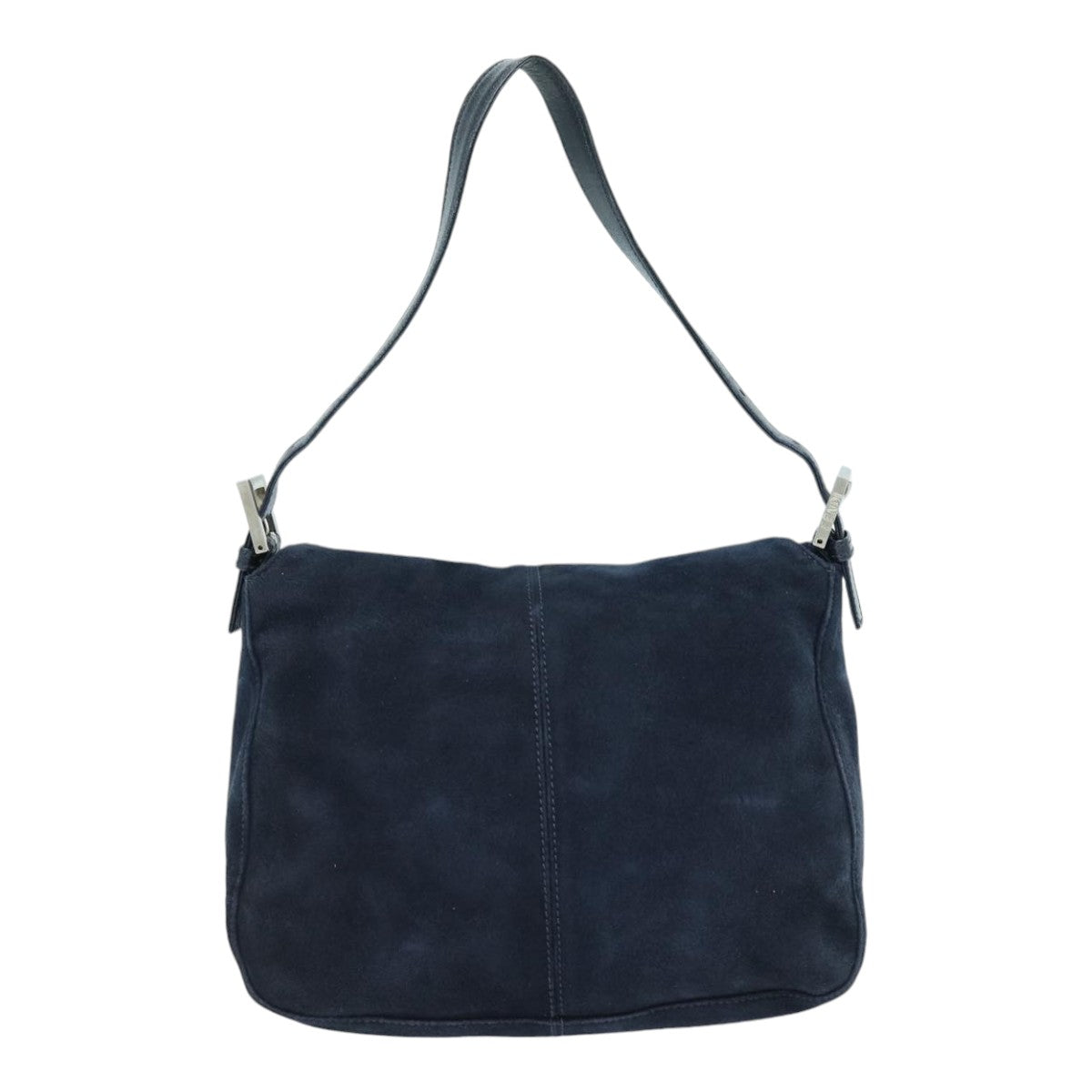 FENDI Mamma Baguette Shoulder Bag Suede Navy Silverep5217