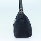 FENDI Mamma Baguette Shoulder Bag Suede Navy Silverep5217