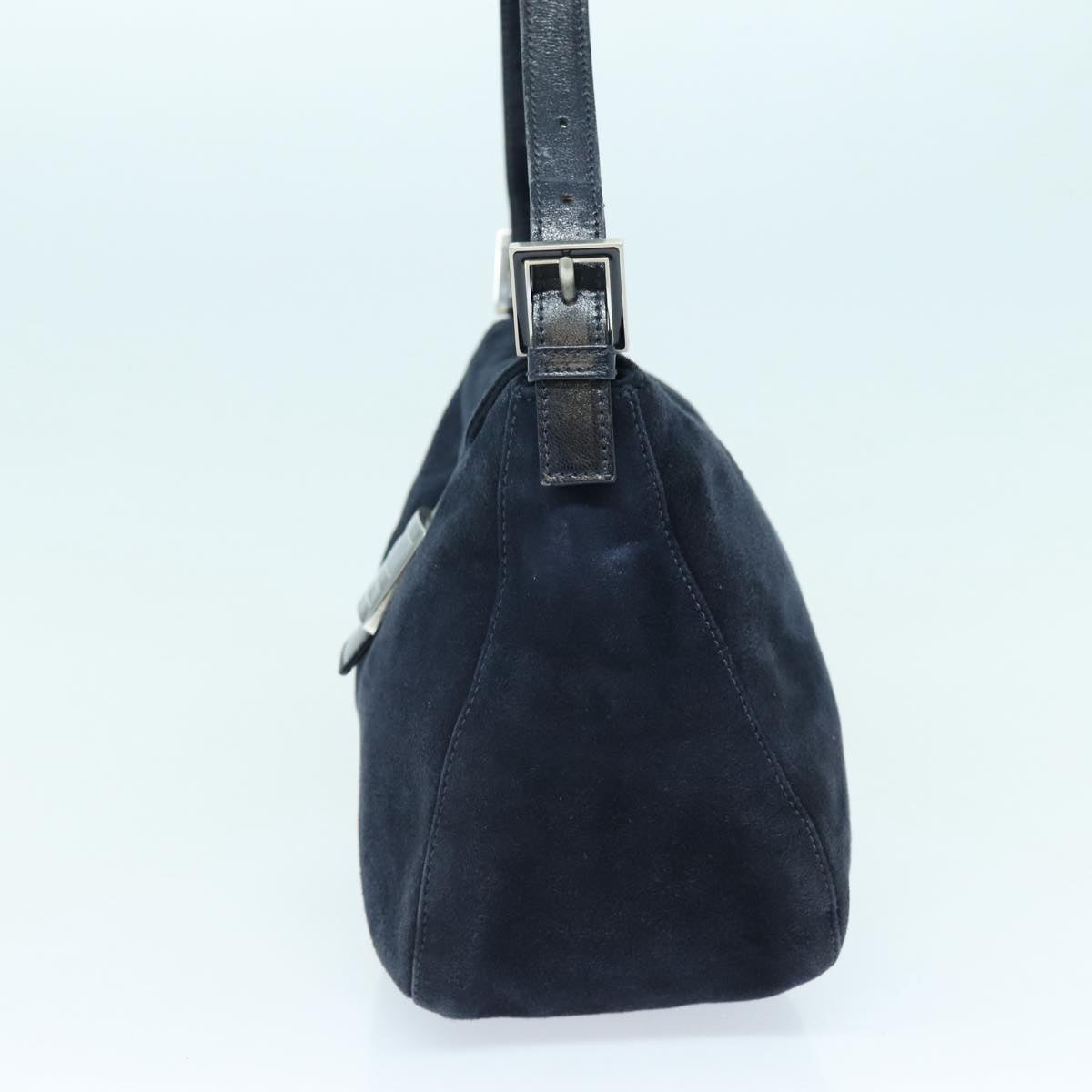 FENDI Mamma Baguette Shoulder Bag Suede Navy Silverep5217