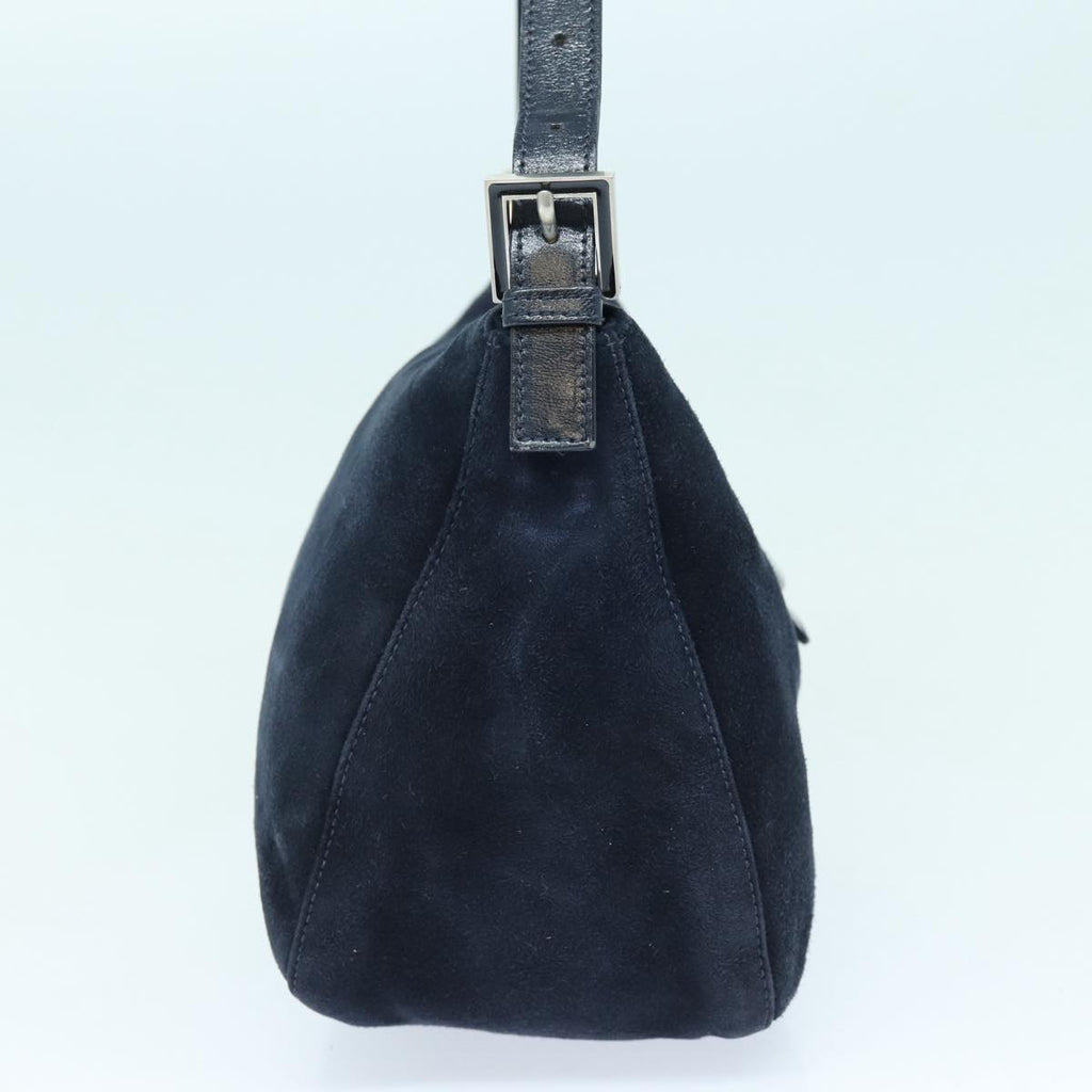 FENDI Mamma Baguette Shoulder Bag Suede Navy Silverep5217