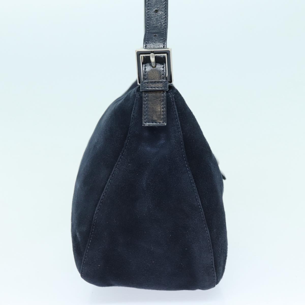 FENDI Mamma Baguette Shoulder Bag Suede Navy Silverep5217