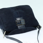 FENDI Mamma Baguette Shoulder Bag Suede Navy Silverep5217