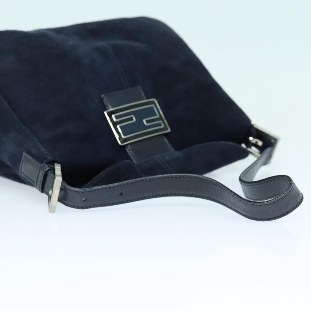 FENDI Mamma Baguette Shoulder Bag Suede Navy Silverep5217