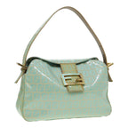 FENDI Zucchino Canvas Mamma Baguette Shoulder Bag Enamel Gold Greenep5220