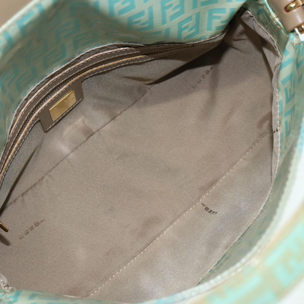 FENDI Zucchino Canvas Mamma Baguette Shoulder Bag Enamel Gold Greenep5220