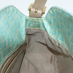 FENDI Zucchino Canvas Mamma Baguette Shoulder Bag Enamel Gold Greenep5220