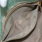 FENDI Zucchino Canvas Mamma Baguette Shoulder Bag Enamel Gold Greenep5220