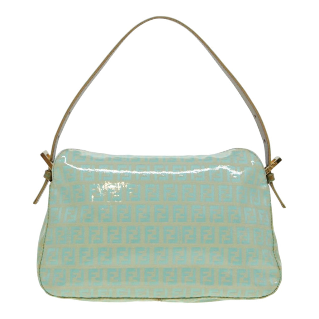 FENDI Zucchino Canvas Mamma Baguette Shoulder Bag Enamel Gold Greenep5220