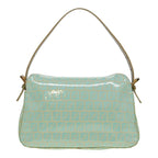 FENDI Zucchino Canvas Mamma Baguette Shoulder Bag Enamel Gold Greenep5220