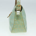 FENDI Zucchino Canvas Mamma Baguette Shoulder Bag Enamel Gold Greenep5220