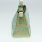 FENDI Zucchino Canvas Mamma Baguette Shoulder Bag Enamel Gold Greenep5220