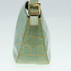 FENDI Zucchino Canvas Mamma Baguette Shoulder Bag Enamel Gold Greenep5220
