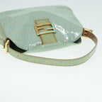 FENDI Zucchino Canvas Mamma Baguette Shoulder Bag Enamel Gold Greenep5220