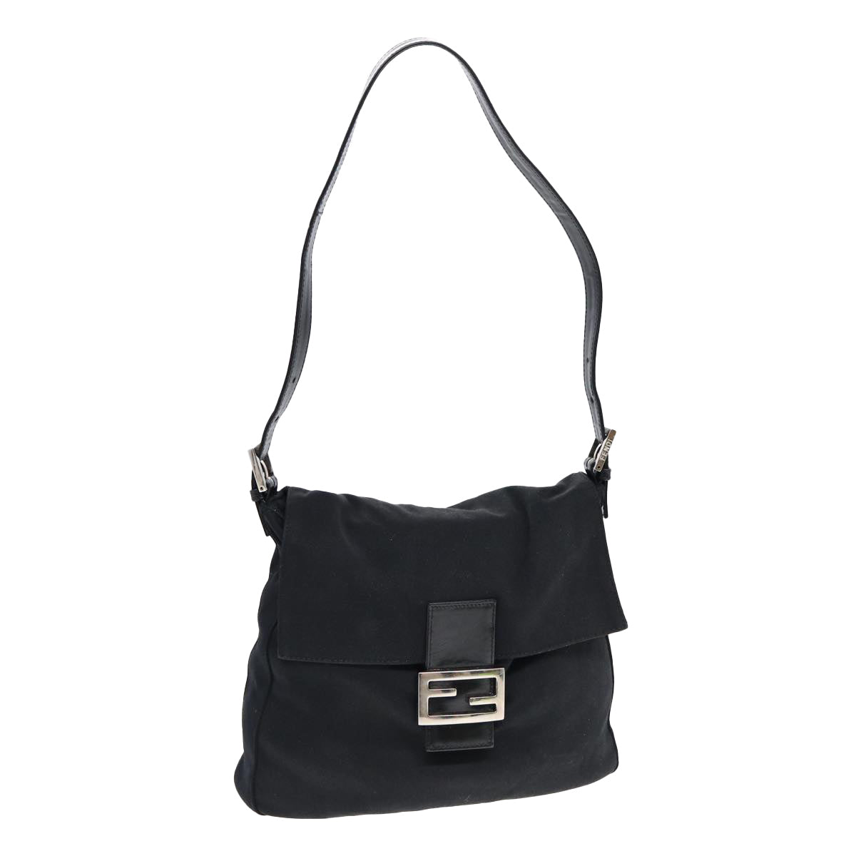FENDI Mamma Baguette Shoulder Bag Nylon Black Silverep5222