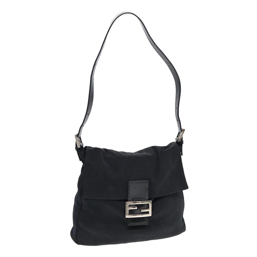 FENDI Mamma Baguette Shoulder Bag Nylon Black Silverep5222