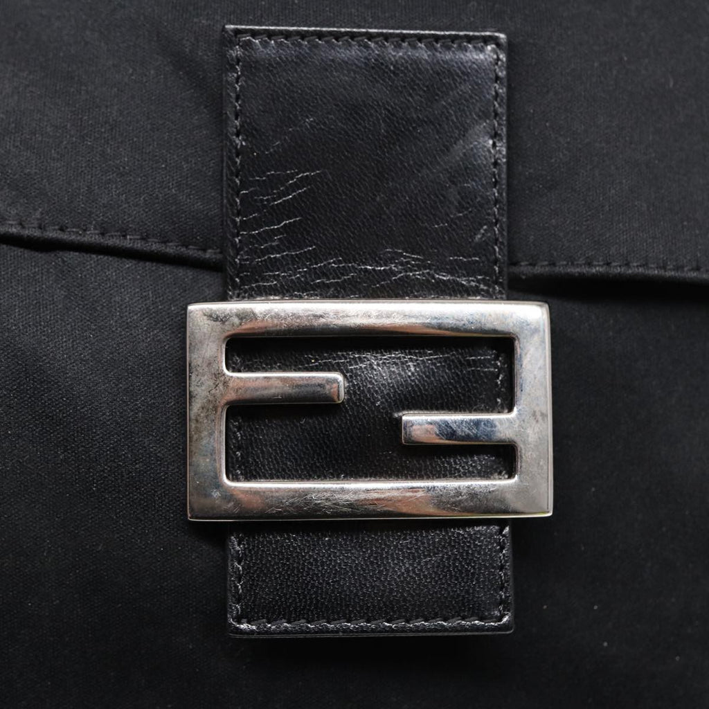 FENDI Mamma Baguette Shoulder Bag Nylon Black Silverep5222