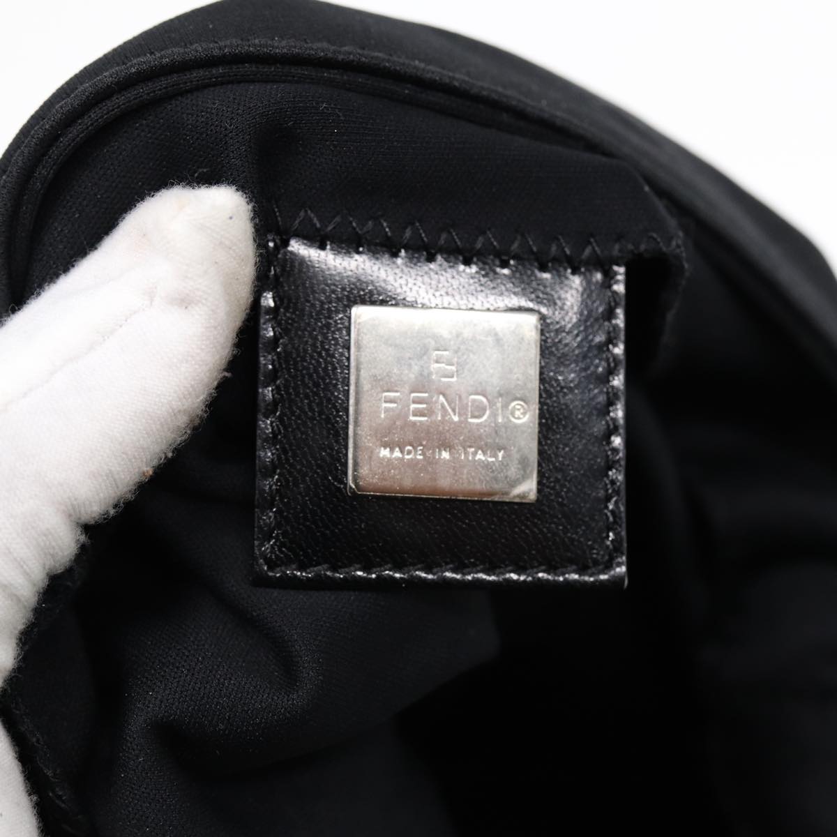 FENDI Mamma Baguette Shoulder Bag Nylon Black Silverep5222