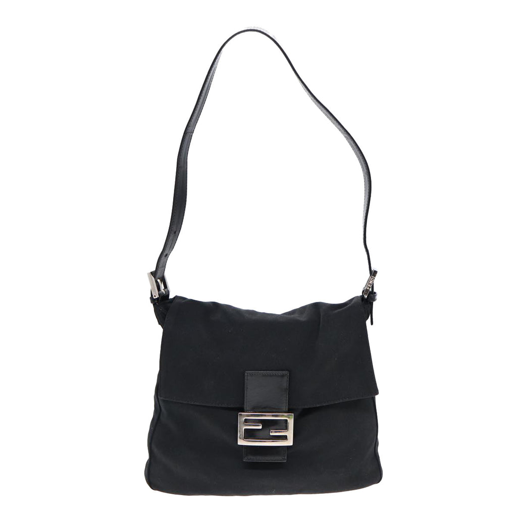 FENDI Mamma Baguette Shoulder Bag Nylon Black Silverep5222