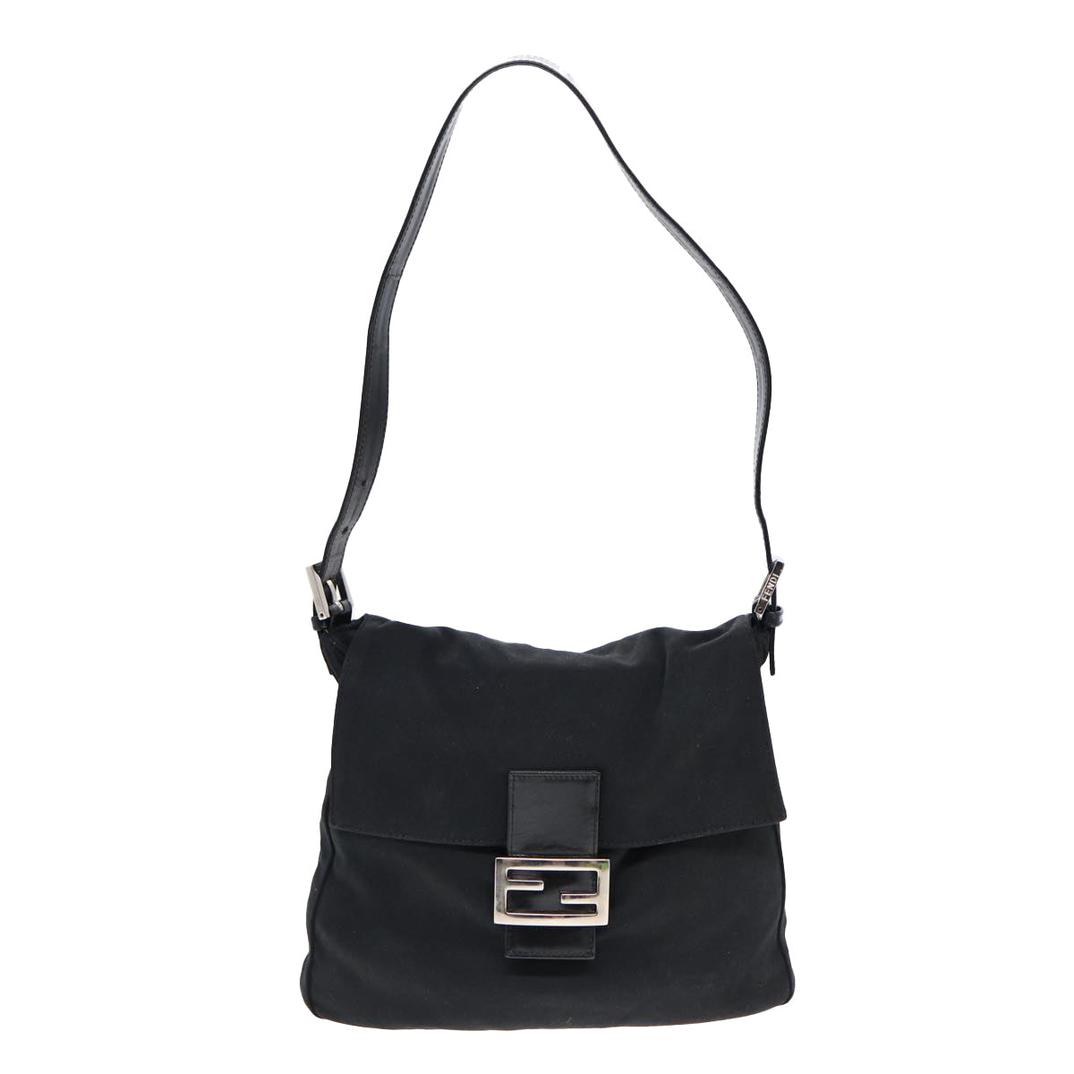 FENDI Mamma Baguette Shoulder Bag Nylon Black Silverep5222