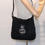 FENDI Mamma Baguette Shoulder Bag Nylon Black Silverep5222