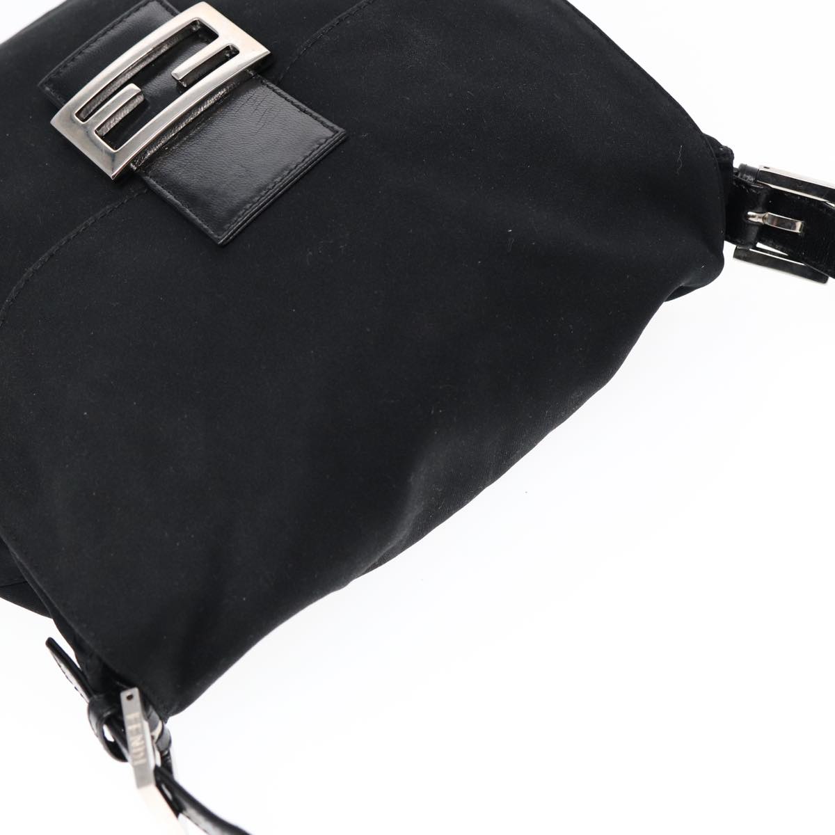 FENDI Mamma Baguette Shoulder Bag Nylon Black Silverep5222