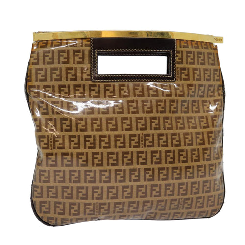 FENDI Zucchino Canvas Hand Bag Brown Goldep5232