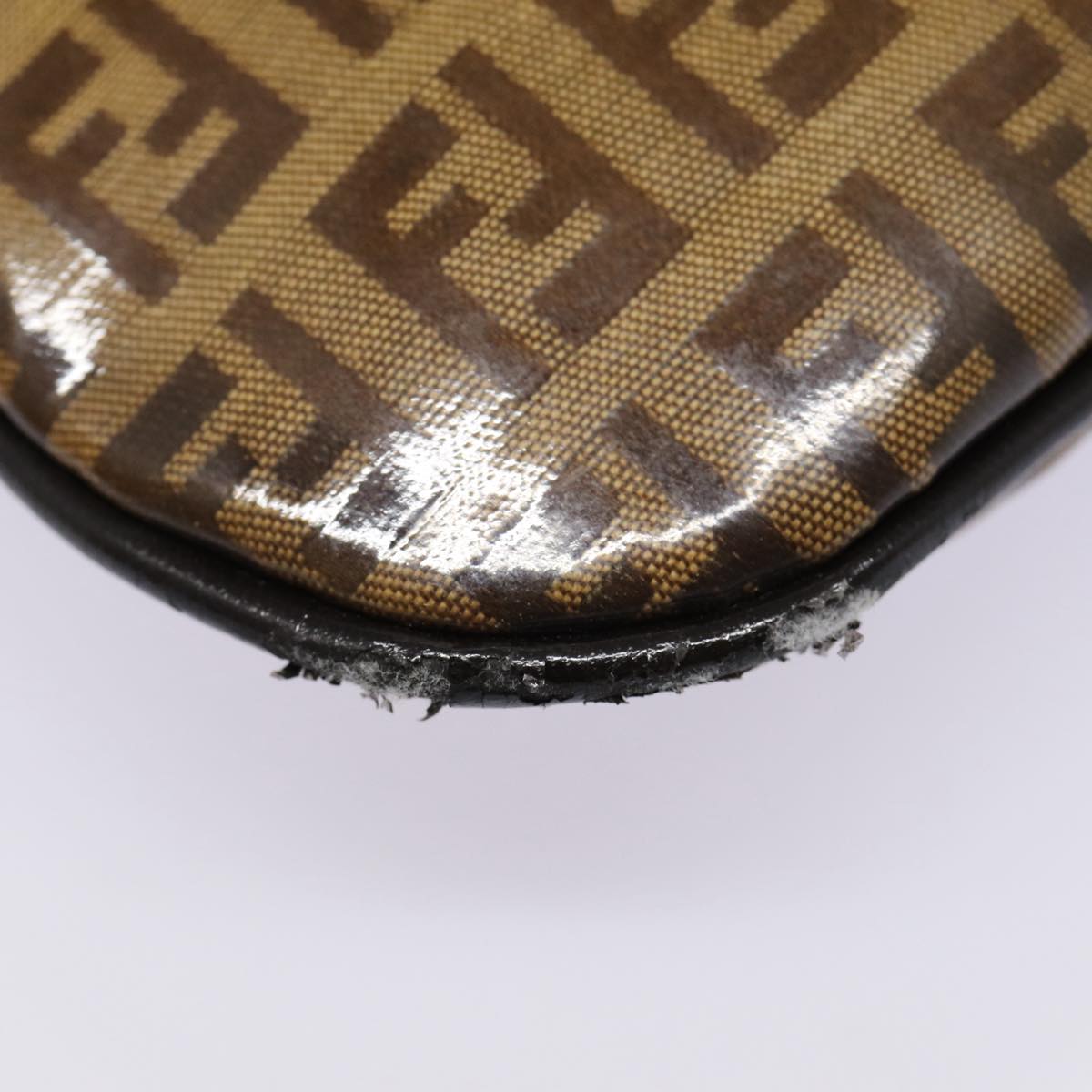 FENDI Zucchino Canvas Hand Bag Brown Goldep5232