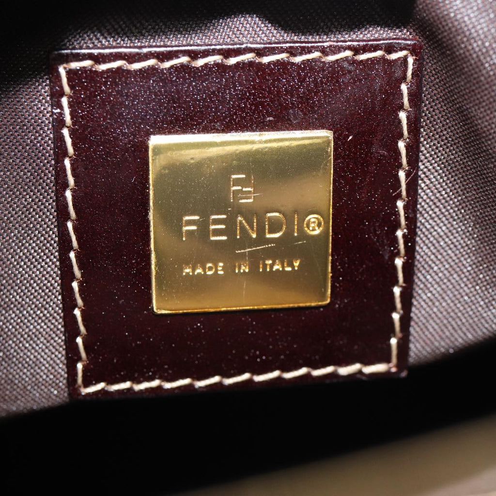 FENDI Zucchino Canvas Hand Bag Brown Goldep5232