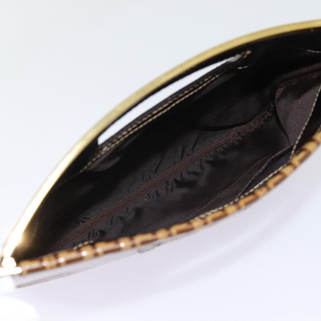 FENDI Zucchino Canvas Hand Bag Brown Goldep5232