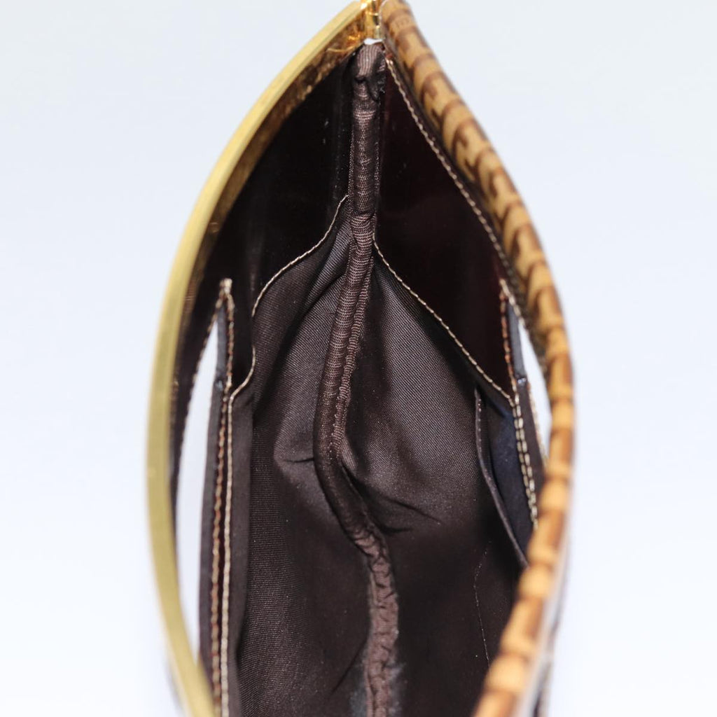 FENDI Zucchino Canvas Hand Bag Brown Goldep5232