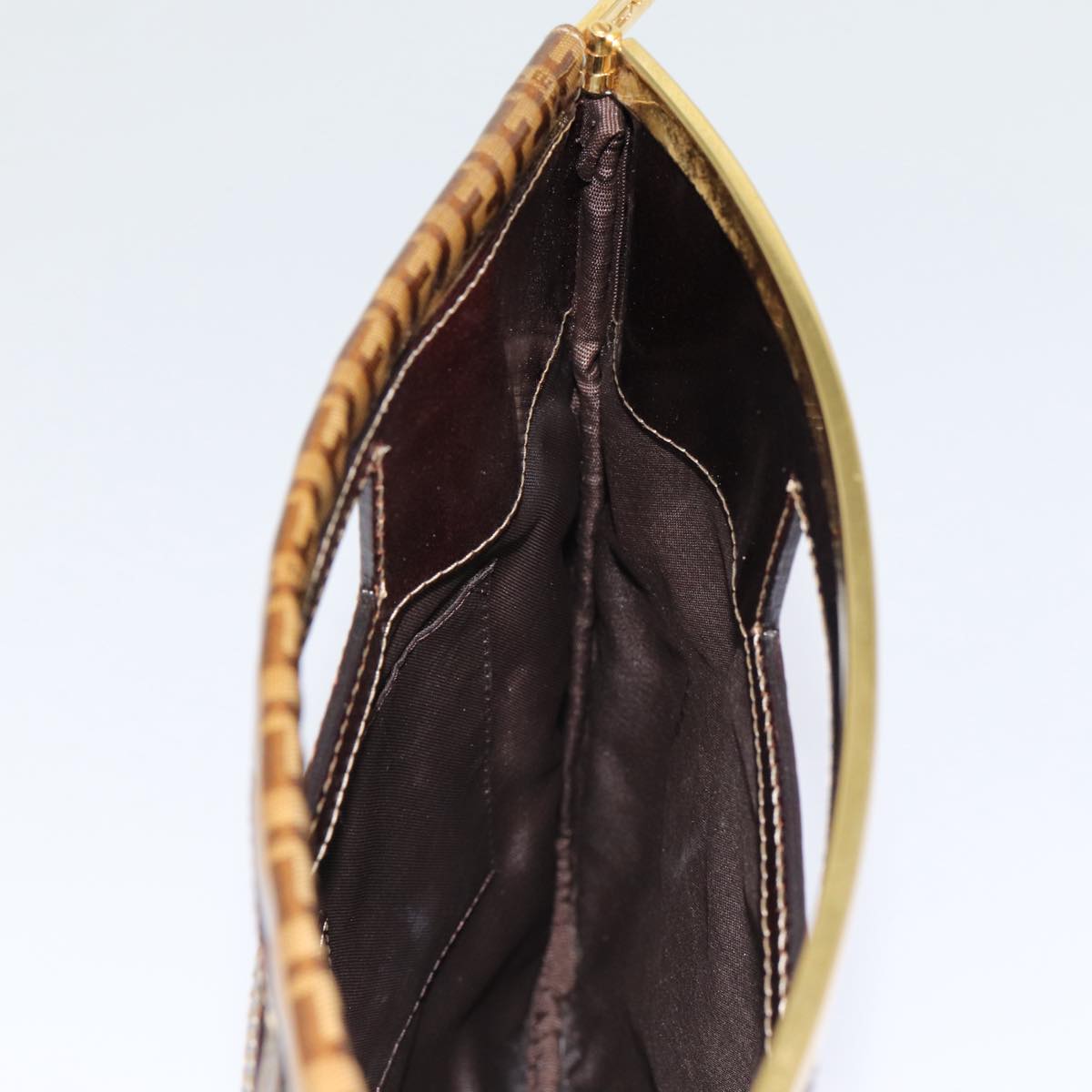 FENDI Zucchino Canvas Hand Bag Brown Goldep5232
