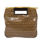 FENDI Zucchino Canvas Hand Bag Brown Goldep5232