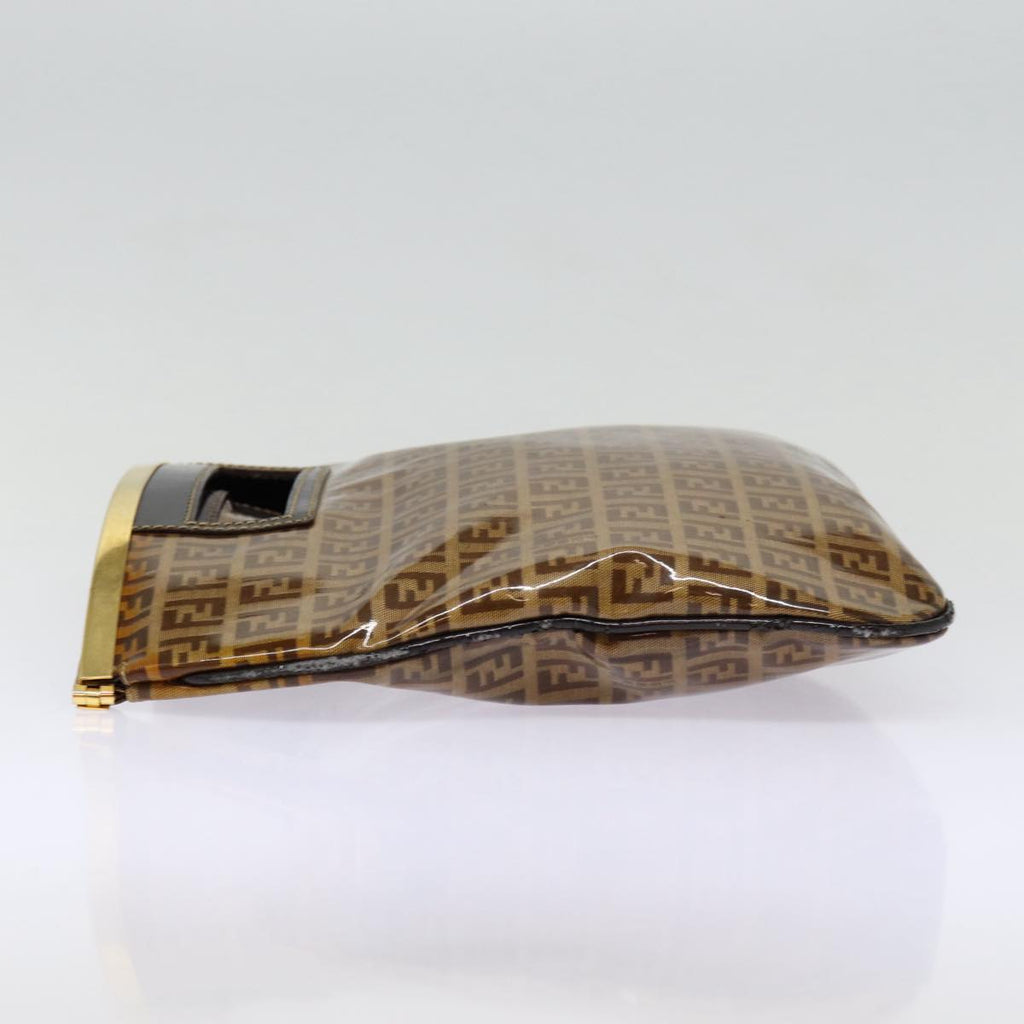 FENDI Zucchino Canvas Hand Bag Brown Goldep5232