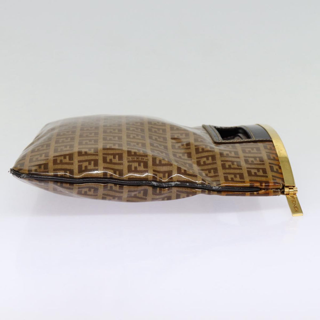 FENDI Zucchino Canvas Hand Bag Brown Goldep5232