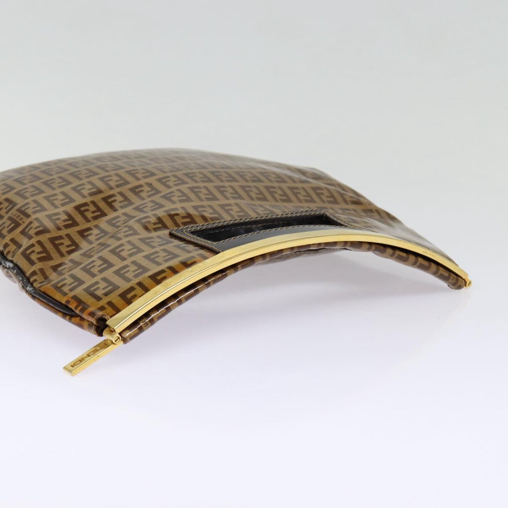 FENDI Zucchino Canvas Hand Bag Brown Goldep5232