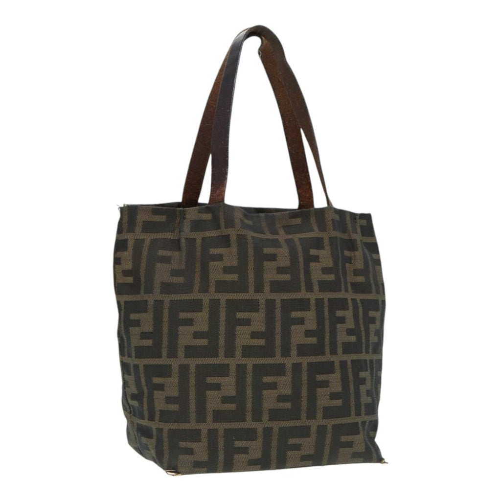 FENDI Zucca Canvas Hand Bag Brown Black Silverep5241